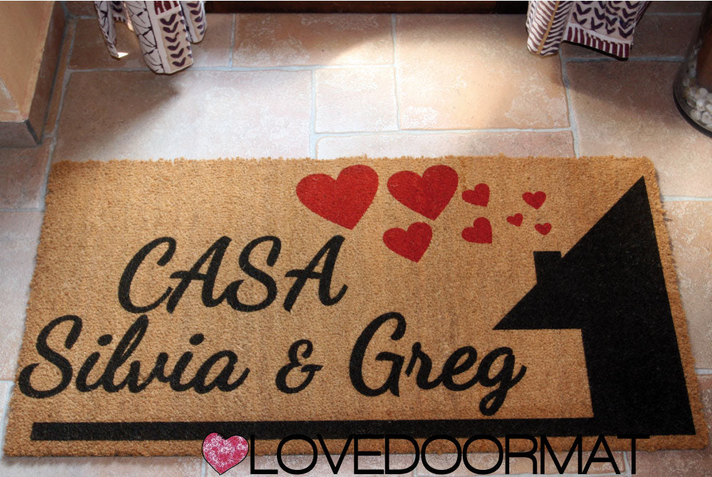 Zerbino Personalizzato – Casa, Cuori, Tuo Testo – LOVEDOORMAT in Cocco, Fondo in Gomma 100% BIO