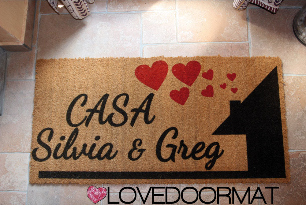 Zerbino Personalizzato – Casa, Cuori, Tuo Testo – LOVEDOORMAT in Cocco, Fondo in Gomma 100% BIO