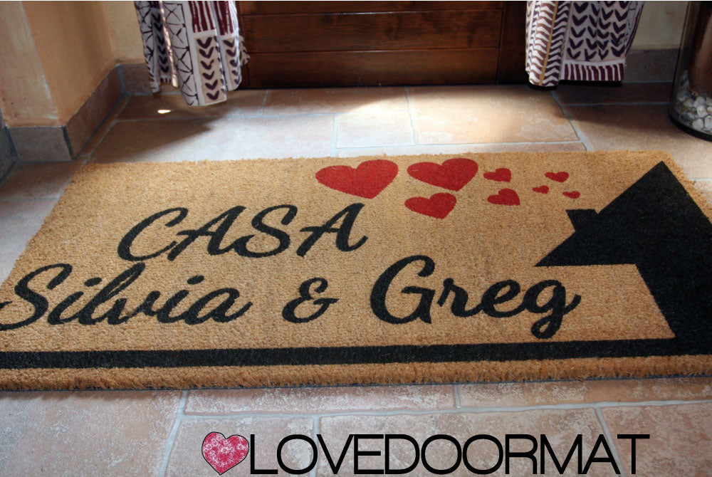 Zerbino Personalizzato – Casa, Cuori, Tuo Testo – LOVEDOORMAT in Cocco, Fondo in Gomma 100% BIO