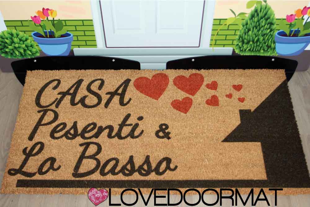 Zerbino Personalizzato – Casa, Cuori, Tuo Testo – LOVEDOORMAT in Cocco, Fondo in Gomma 100% BIO