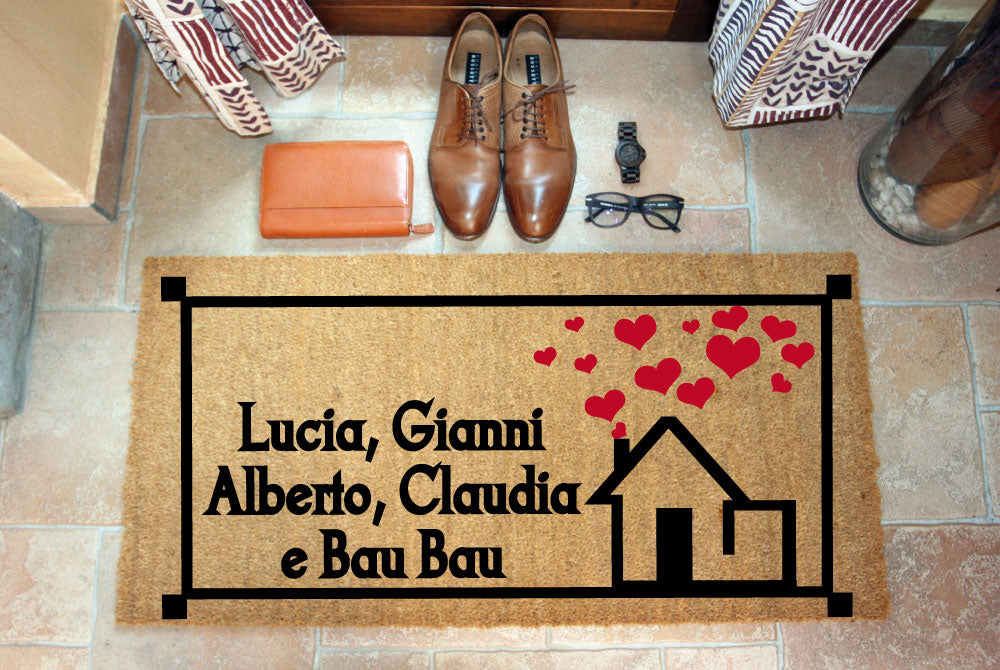 Zerbino Personalizzato – Casa Gloria, Tuo Testo – LOVEDOORMAT in Cocco, Fondo in Gomma 100% BIO