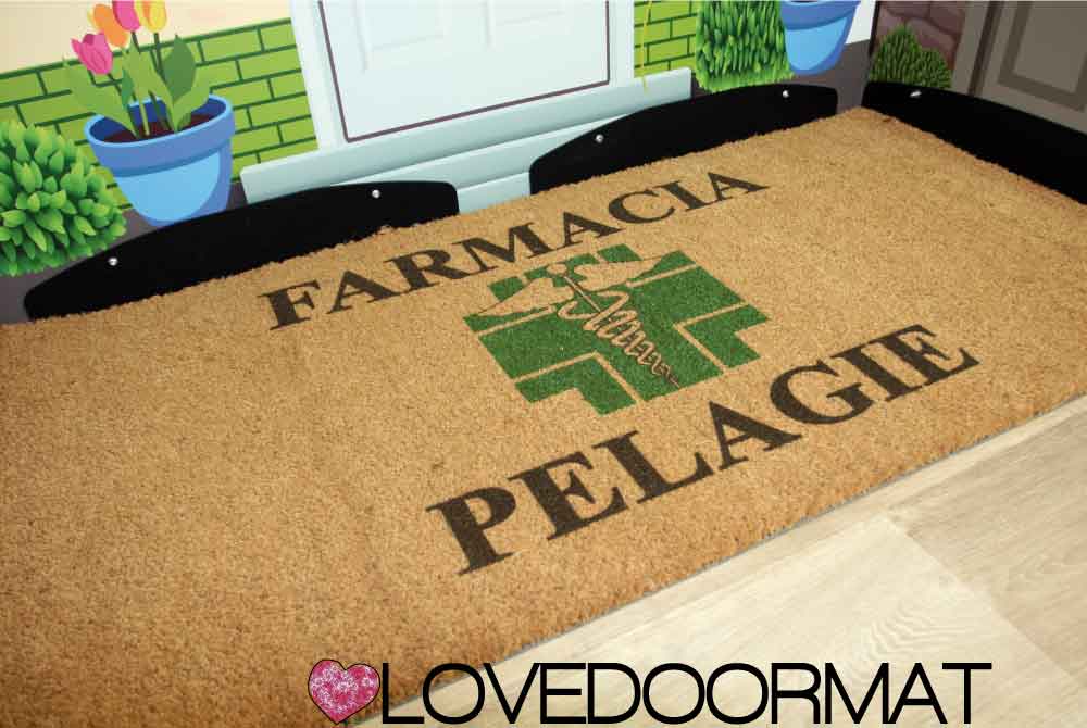 Zerbino Personalizzato – Farmacia – LOVEDOORMAT in Cocco, Fondo in Gomma, 100% BIO