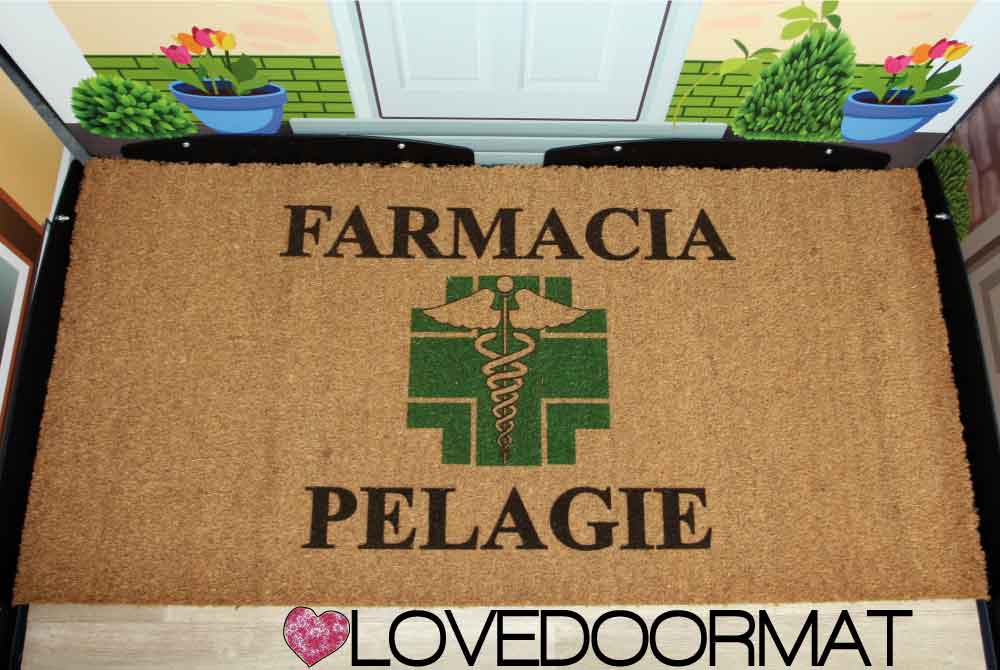 Zerbino Personalizzato – Farmacia – LOVEDOORMAT in Cocco, Fondo in Gomma, 100% BIO