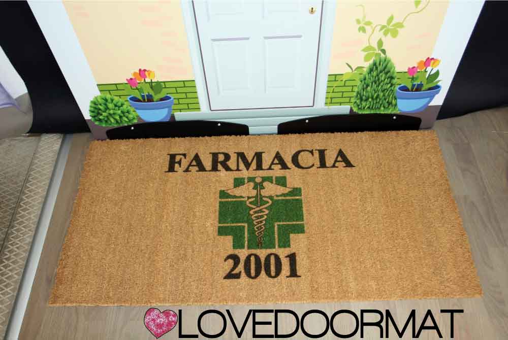 Zerbino Personalizzato – Farmacia – LOVEDOORMAT in Cocco, Fondo in Gomma, 100% BIO