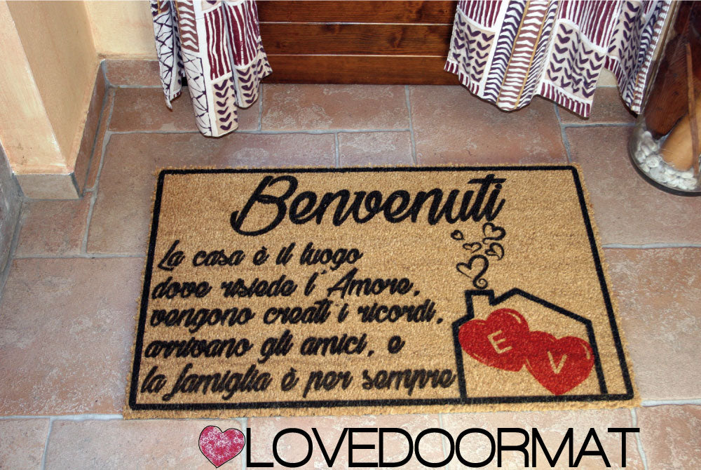 Zerbino Personalizzato – La Casa è, Tuo Testo – LOVEDOORMAT in Cocco, Fondo in Gomma 100% BIO