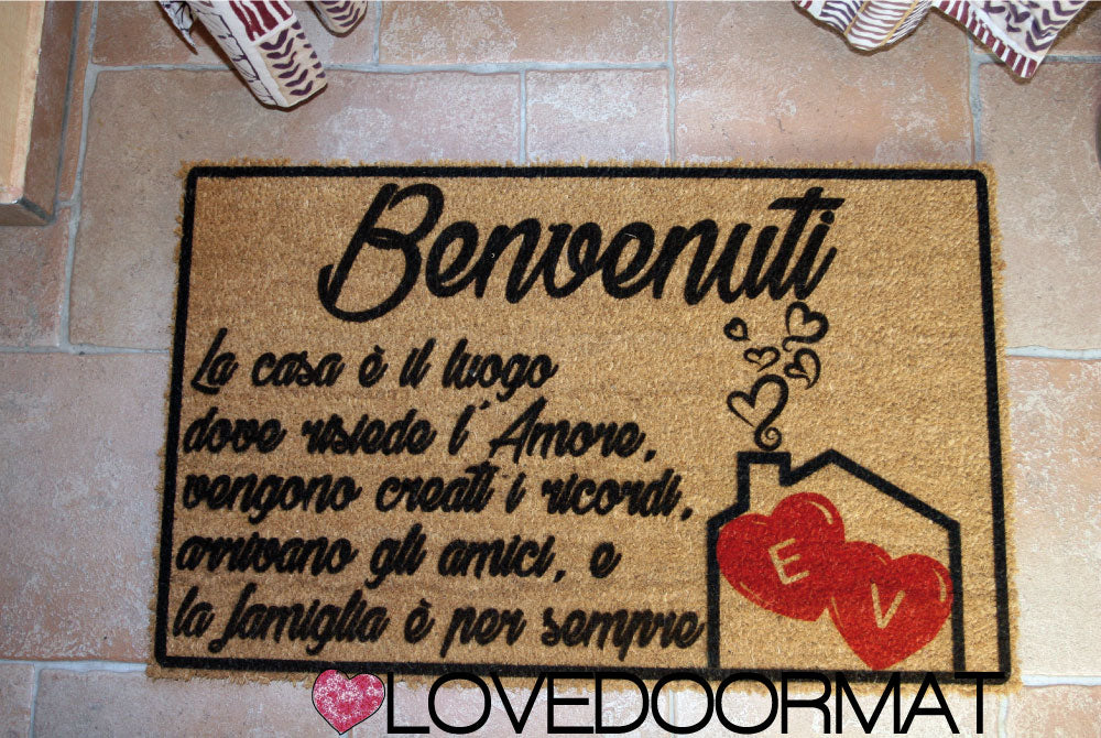 Zerbino Personalizzato – La Casa è, Tuo Testo – LOVEDOORMAT in Cocco, Fondo in Gomma 100% BIO