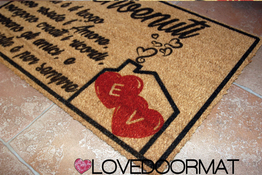 Zerbino Personalizzato – La Casa è, Tuo Testo – LOVEDOORMAT in Cocco, Fondo in Gomma 100% BIO