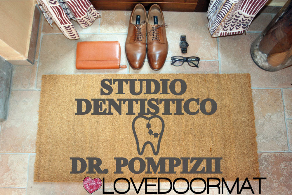 Zerbino Personalizzato – Studio Dentista – LOVEDOORMAT in Cocco, Fondo in Gomma, 100% BIO