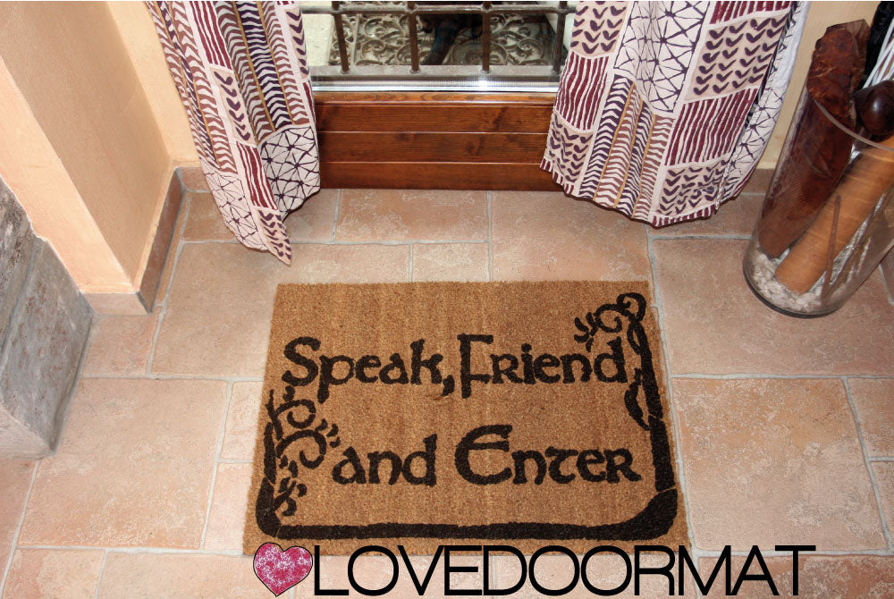 Zerbino Personalizzabile – Speak Friend, and Enter – LOVEDOORMAT in Cocco, Fondo in Gomma 100% BIO