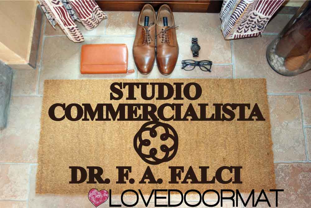 Zerbino Personalizzato – Studio Commercialista – LOVEDOORMAT in Cocco, Fondo in Gomma, 100% BIO