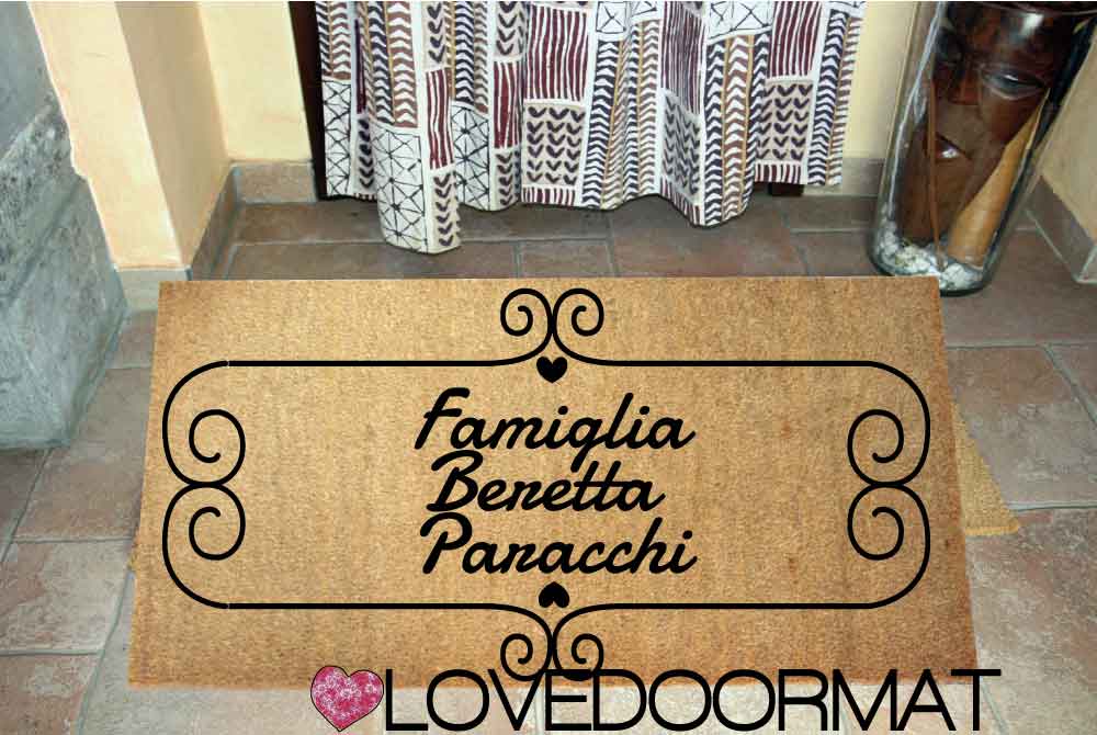 Zerbino Personalizzato – Damion, Tuo Testo – LOVEDOORMAT in Cocco, Fondo in Gomma 100% BIO