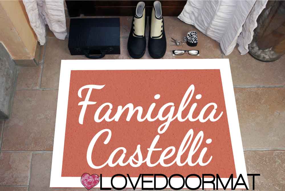 Zerbino Personalizzato – Bordi, Tuo Testo – LOVEDOORMAT in Pvc, Fondo in Gomma e Con Il Tuo Testo