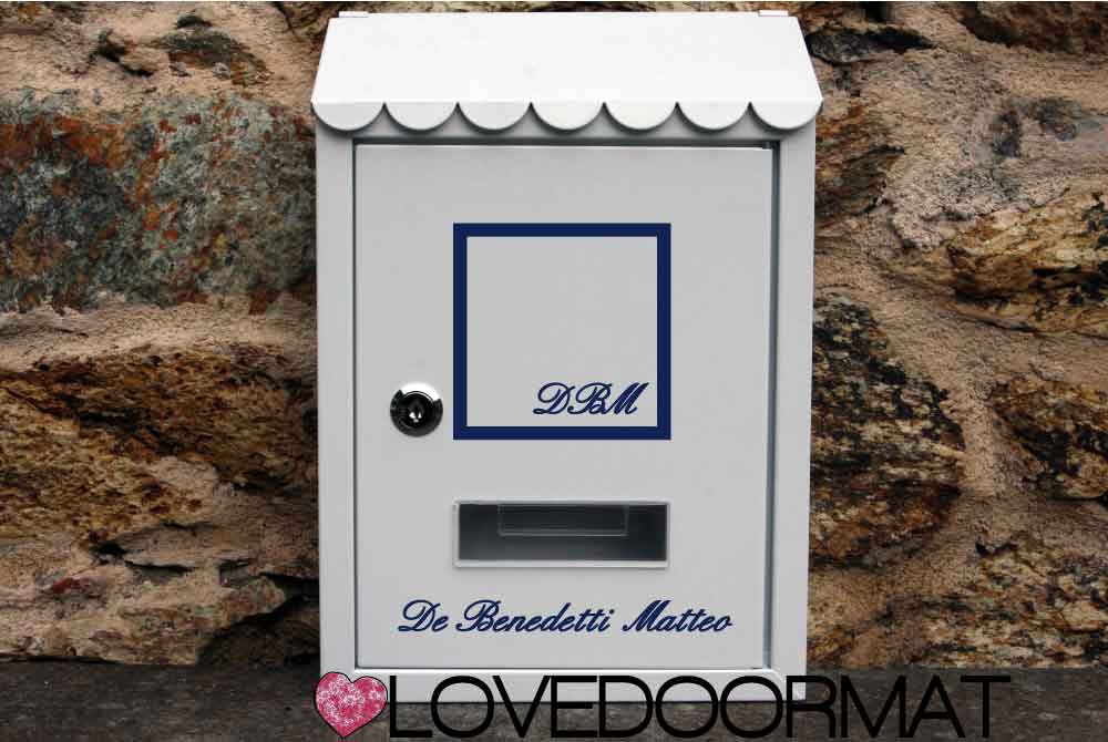 Cassetta Postale Personalizzata – Tue Iniziali in Cornice – LOVEDOORMAT In Acciaio Dipinto cm 30x21x7