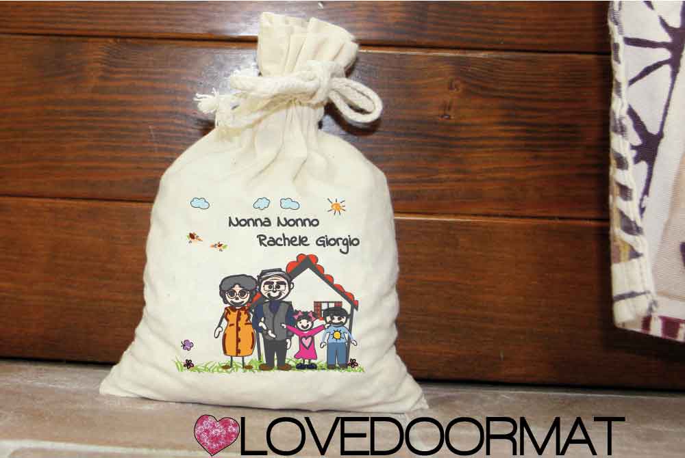 Fermaporta Personalizzato – Fumetto Famiglia – LOVEDOORMAT in Cotone