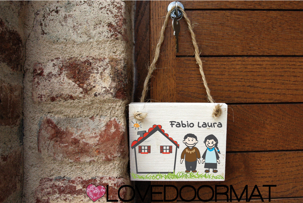 Targa Personalizzata da appendere – Fumetto Famiglia – LOVEDOORMAT in