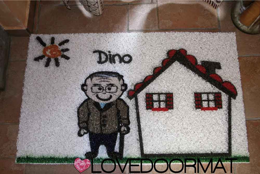 Zerbino Personalizzato da Esterno – Fumetto Famiglia – LOVEDOORMAT in Pvc, Fondo in Gomma e Con I Tuoi Personaggi