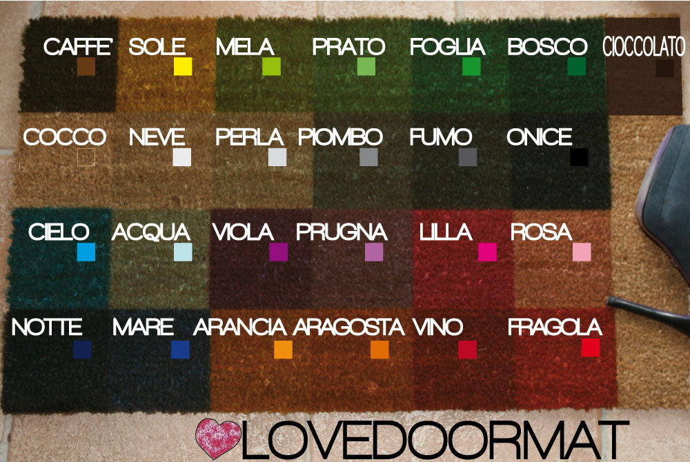 Colori disponibili per Zerbino Personalizzato LOVEDOORMAT in Cocco, Fondo in Gomma 100% BIOZerbino – Hai Portato Il Prosecco? – LOVEDOORMAT in Cocco, Fondo in Gomma 100% BIO Personalizzabile