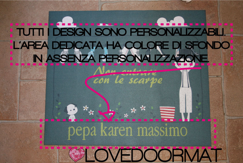 Area dedicata per Personalizzazione Tappeto LOVEDOORMAT in Feltro e Gomma