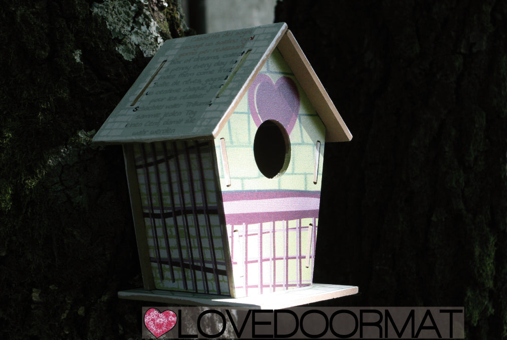 Casetta Uccelli Personalizzabile – Casa Campagna – LOVEDOORMAT in Legno cm 17,5x12x3,4