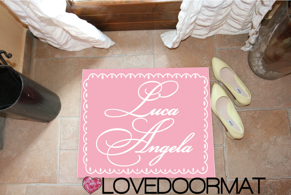 Zerbino Personalizzato – Cornice Biscotto, Tuo Testo – LOVEDOORMAT in Feltro, Fondo in Gomma, 100% asciugapassi