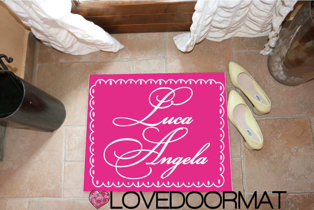 Zerbino Personalizzato – Cornice Biscotto, Tuo Testo – LOVEDOORMAT in Feltro, Fondo in Gomma, 100% asciugapassi