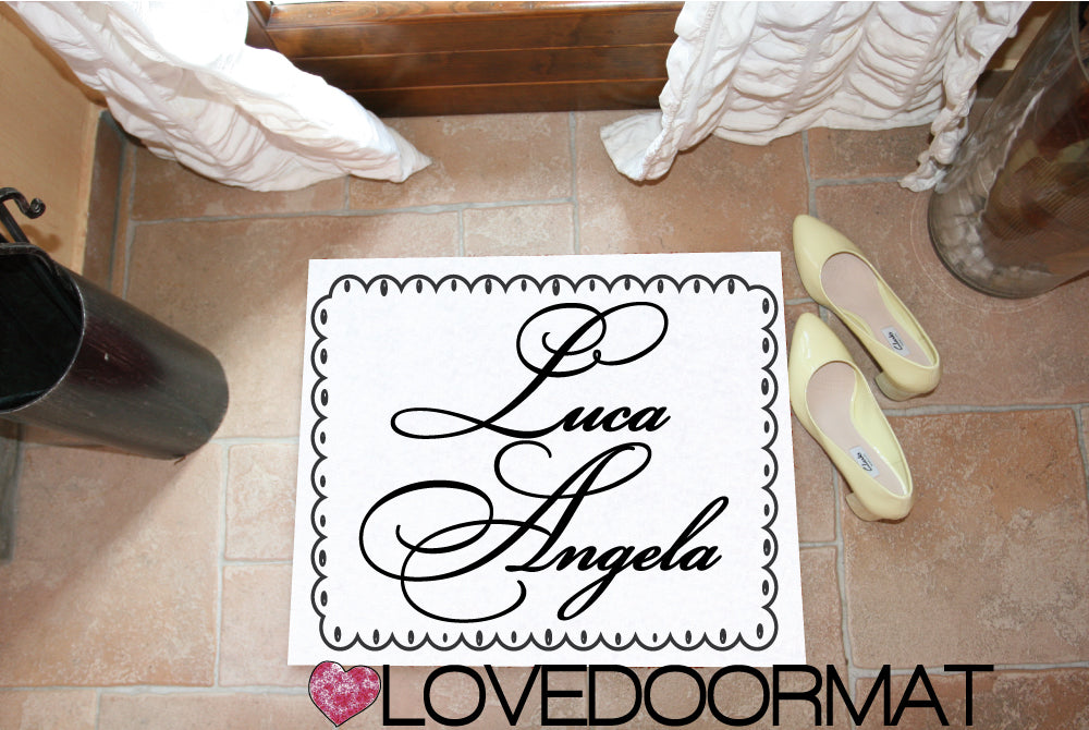 Zerbino Personalizzato – Cornice Biscotto, Tuo Testo – LOVEDOORMAT in Feltro, Fondo in Gomma, 100% asciugapassi