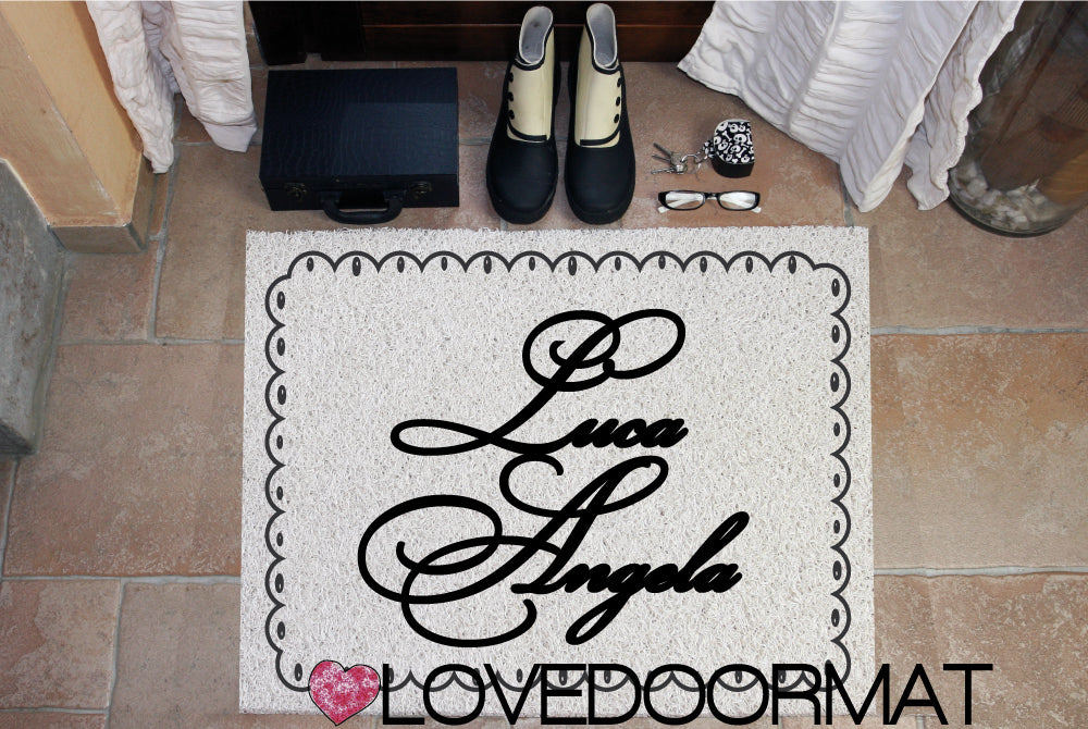 Zerbino Personalizzato – Cornice Biscotto, Tuo Testo – LOVEDOORMAT in Pvc, Fondo in Gomma, 100% Impermeabile