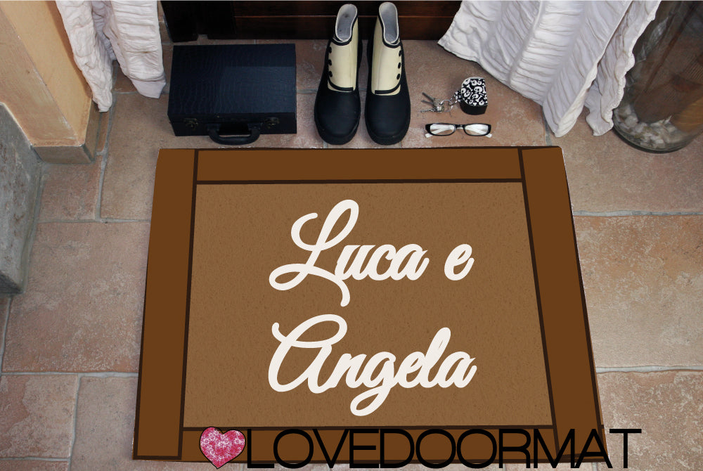 Zerbino Personalizzato – Cornice Stile, Tuo Testo – LOVEDOORMAT in Pvc, Fondo in Gomma, 100% Impermeabile