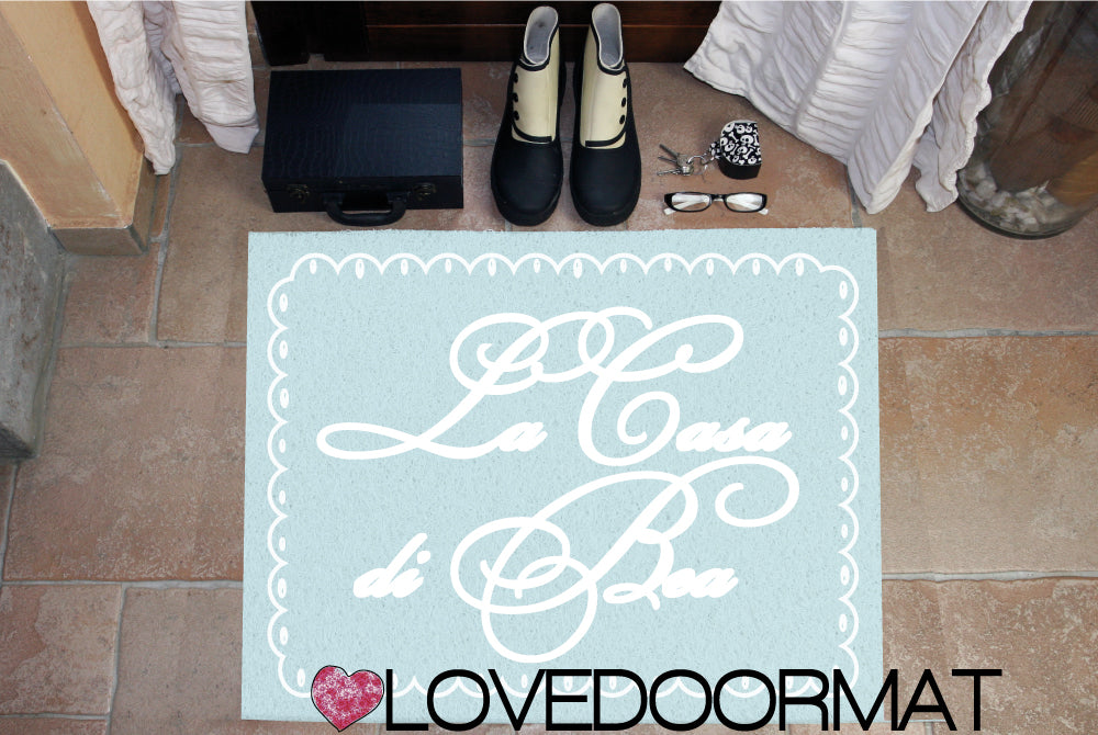 Zerbino Personalizzato – Cornice Biscotto, Tuo Testo – LOVEDOORMAT in Pvc, Fondo in Gomma, 100% Impermeabile