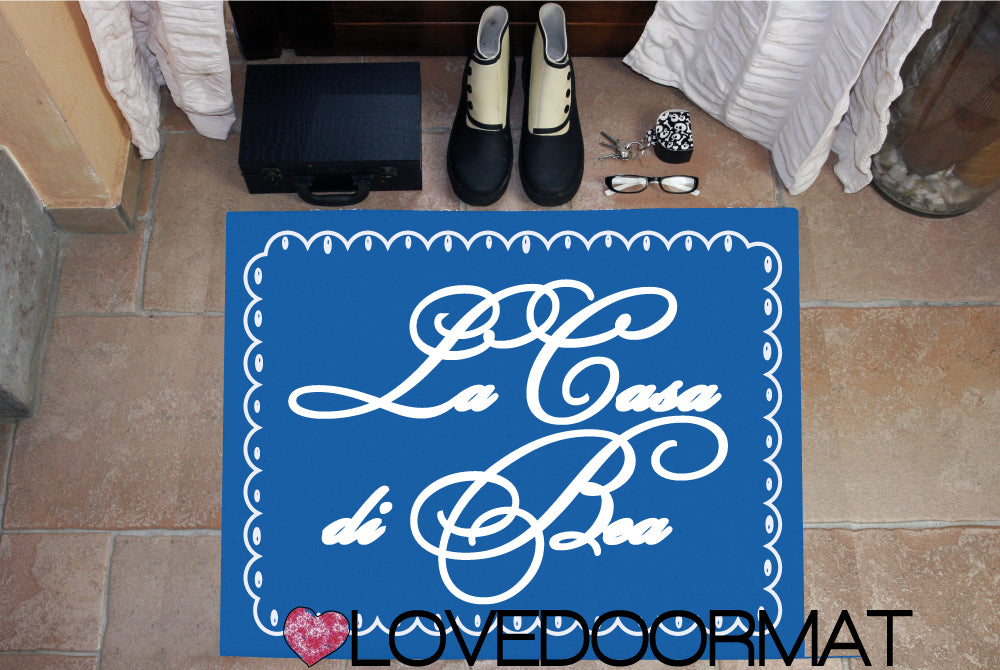 Zerbino Personalizzato – Cornice Biscotto, Tuo Testo – LOVEDOORMAT in Pvc, Fondo in Gomma, 100% Impermeabile