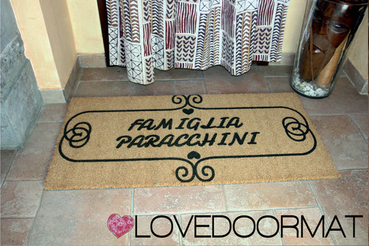 Zerbino Personalizzato – Damion, Tuo Testo – LOVEDOORMAT in Cocco, Fondo in Gomma 100% BIO