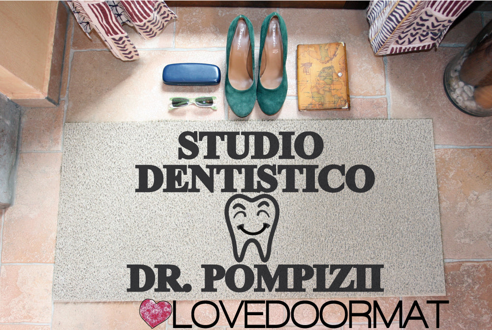 Zerbino Personalizzato – Dentista Sorriso – LOVEDOORMAT in Pvc, Fondo in Gomma, 100% Impermeabile