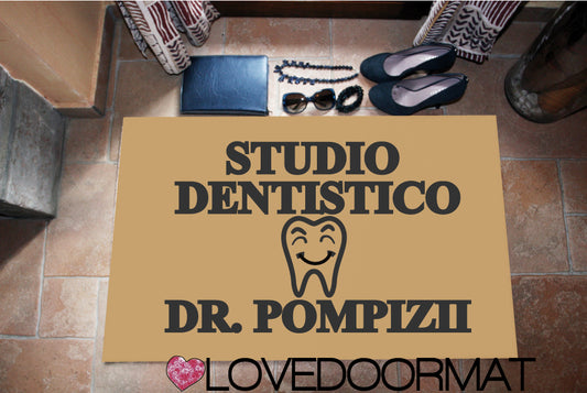 Zerbino Personalizzato – Dentista Sorriso – LOVEDOORMAT in Feltro, Fondo in Gomma, 100% asciugapassi