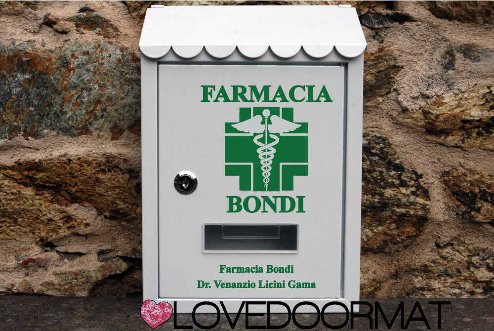 Cassetta Posta Personalizzata – Farmacia – LOVEDOORMAT In Acciaio Dipinto cm 30x21x7