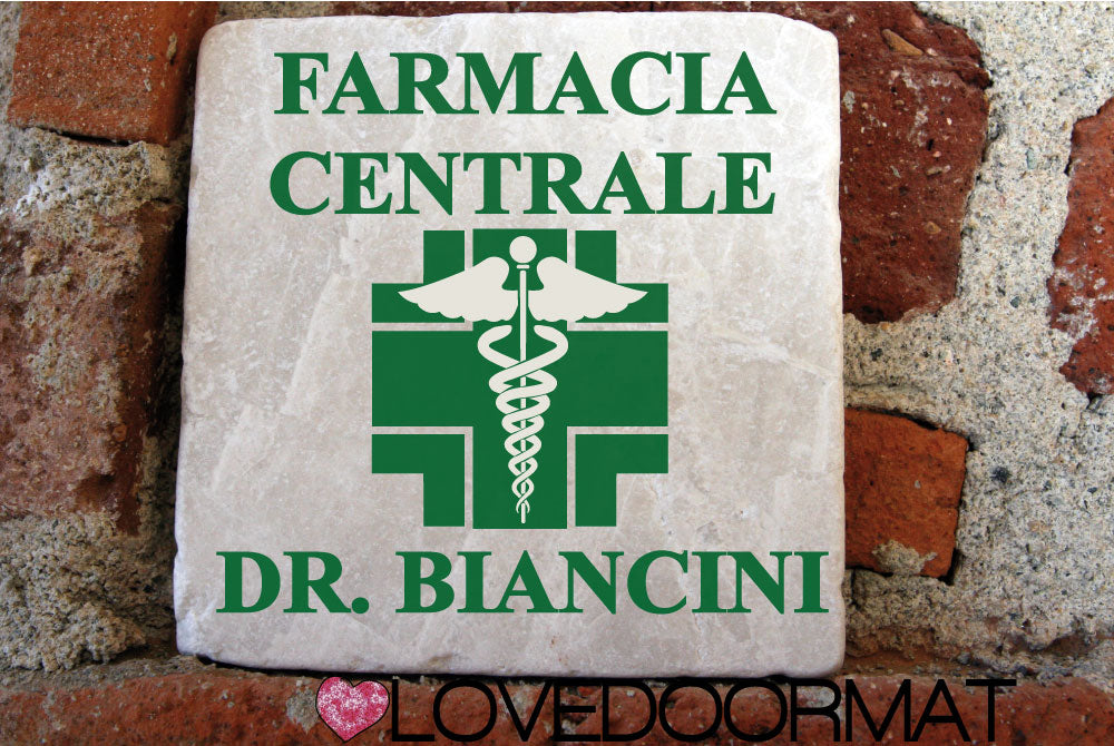 Formella Personalizzata – Farmacia – LOVEDOORMAT in Marmo 100% Naturale