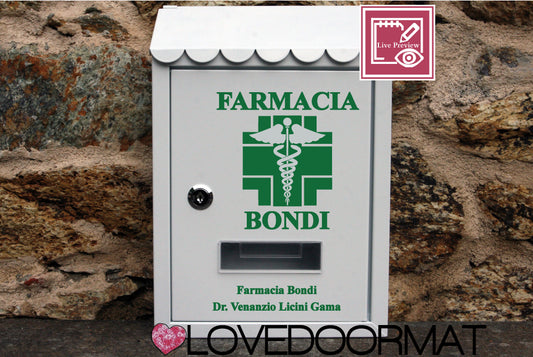 Cassetta Posta Personalizzata – Farmacia – LOVEDOORMAT In Acciaio Dipinto cm 30x21x7