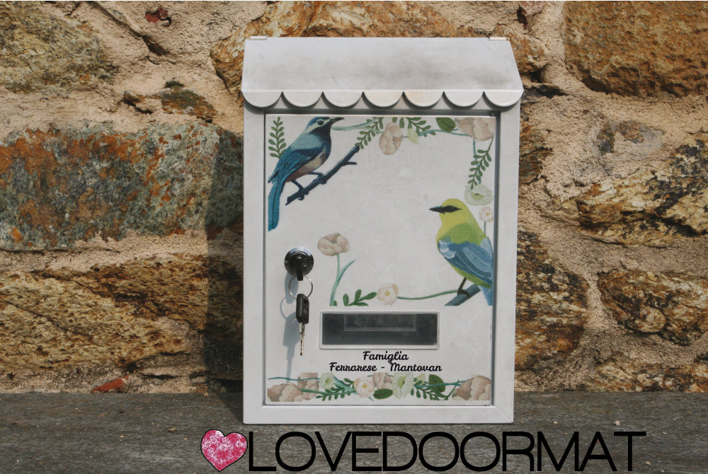 Cassetta Posta Personalizzata – Fiori, Uccelli – LOVEDOORMAT In Acciaio Dipinto cm 30x21x7