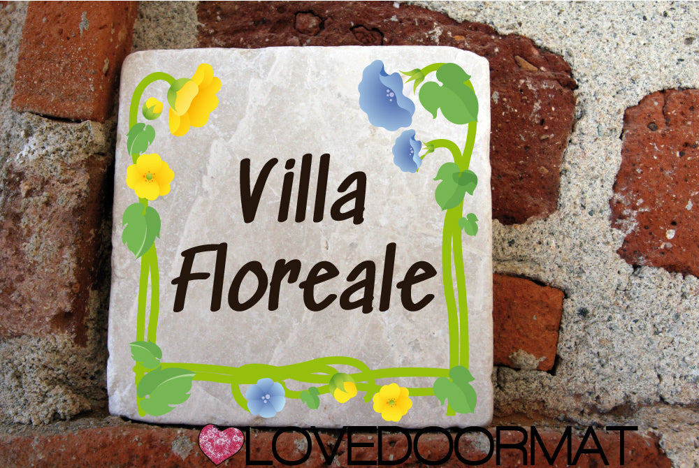 Formella Personalizzata – Floreale – LOVEDOORMAT in Marmo 100% Naturale