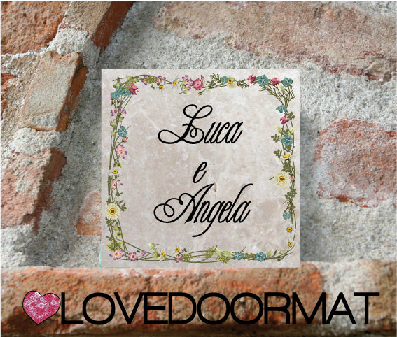 Formella Personalizzata – Quadro Fiorito – LOVEDOORMAT in Marmo 100% Naturale