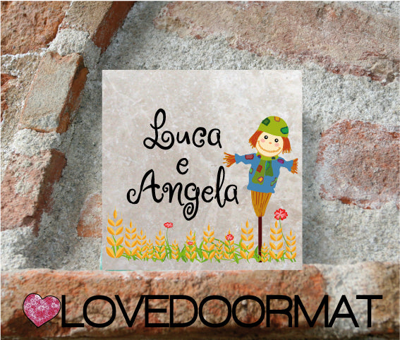 Formella Personalizzata – Spaventapasseri – LOVEDOORMAT in Marmo 100% Naturale