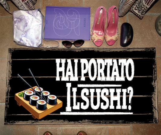 Tappeto Personalizzabile – Hai Portato il Sushi? – LOVEDOORMAT in Feltro e Gomma, 100% asciugapassi