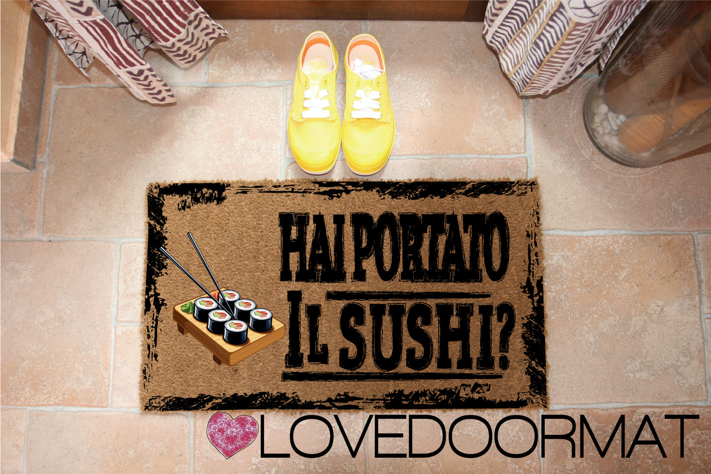 Zerbino Personalizzabile – Hai Portato il Sushi? – LOVEDOORMAT in Cocco, Fondo in Gomma 100% BIO
