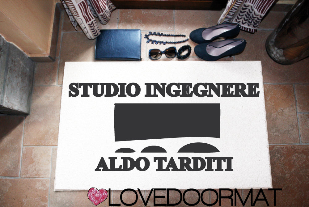 Tappeto Personalizzato – Studio Ingegnere – LOVEDOORMAT in Feltro e Gomma, 100% asciugapassi