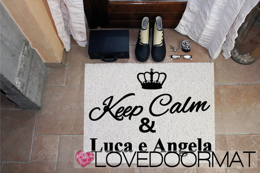 Zerbino Personalizzato – Keep Calm, Tuo Testo – LOVEDOORMAT in Pvc, Fondo in Gomma, 100% Impermeabile