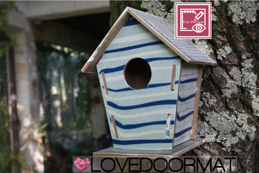 Live Preview  Casetta Uccelli Personalizzabile – Casa Collina – LOVEDOORMAT in Legno cm 17,5x12x3,4