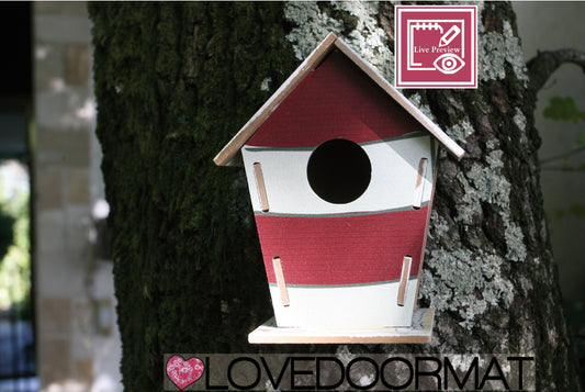 Live Preview  Casetta Uccelli Personalizzabile – Casa Mare – LOVEDOORMAT in Legno cm 17,5x12x3,4
