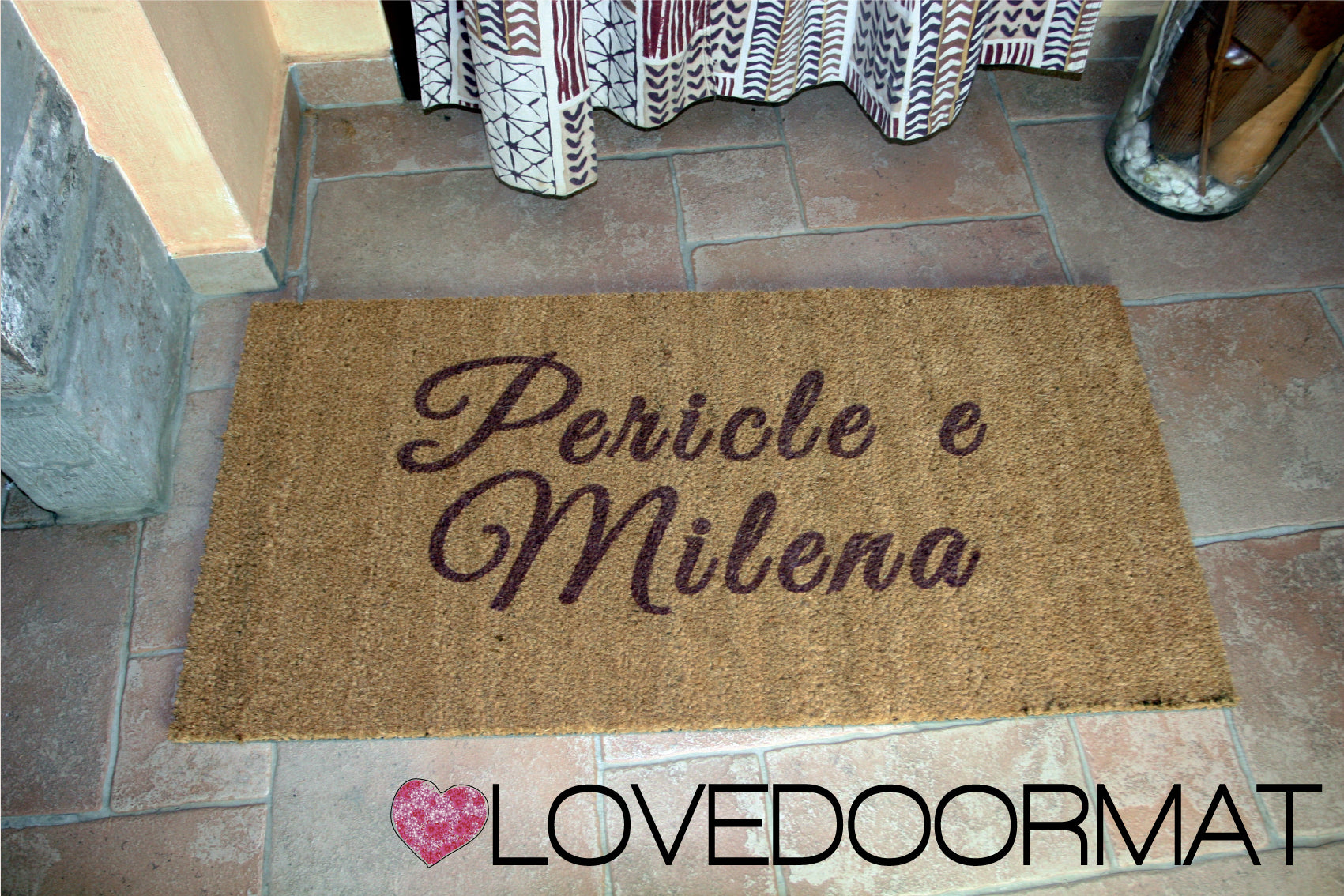 Zerbino Personalizzato – Noi Due, Tuo Testo – LOVEDOORMAT in Cocco, Fondo in Gomma 100% BIO