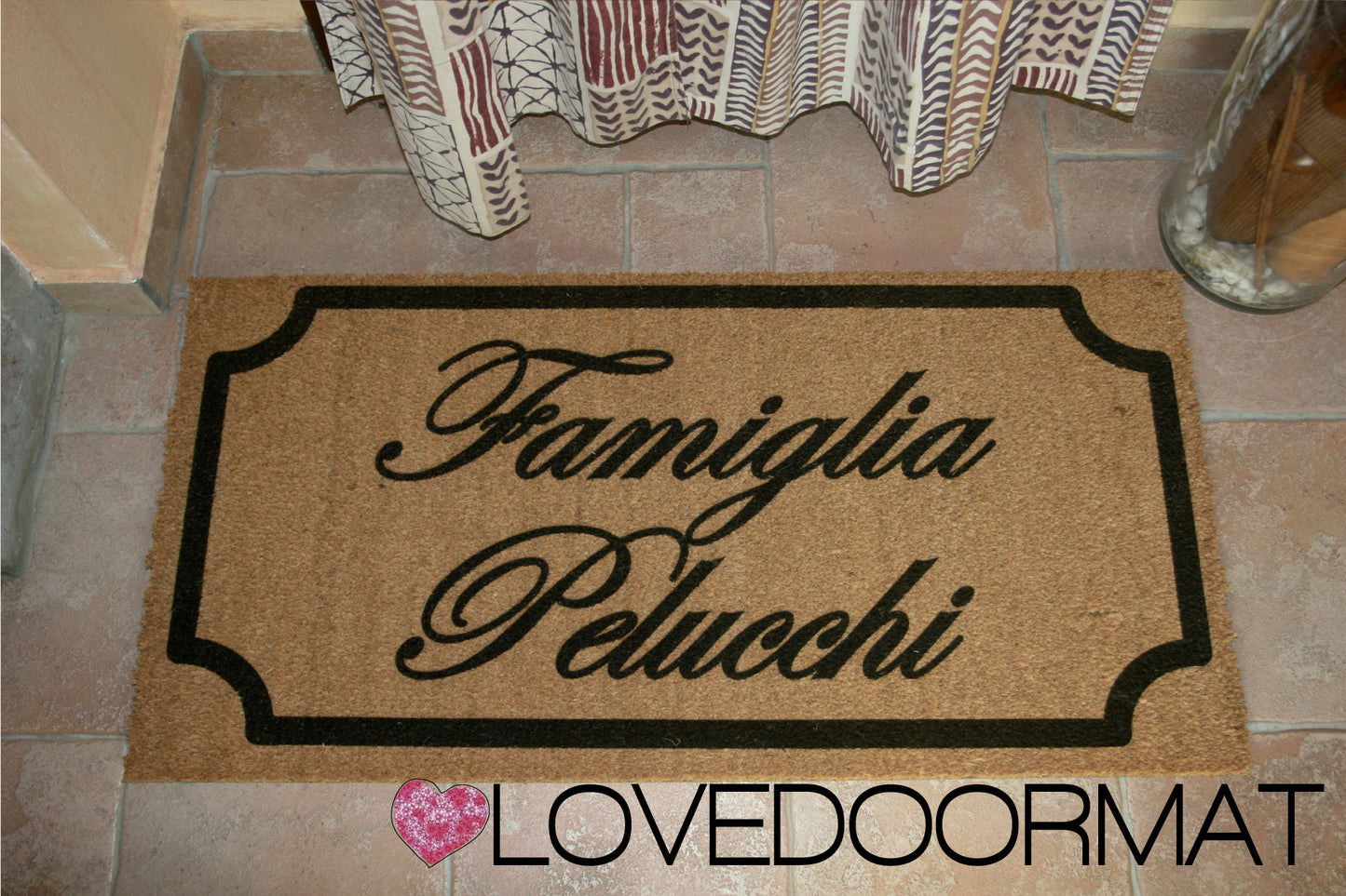 Zerbino Personalizzato – Cornice Class, Tuo Testo – LOVEDOORMAT in Cocco, Fondo in Gomma 100% BIO