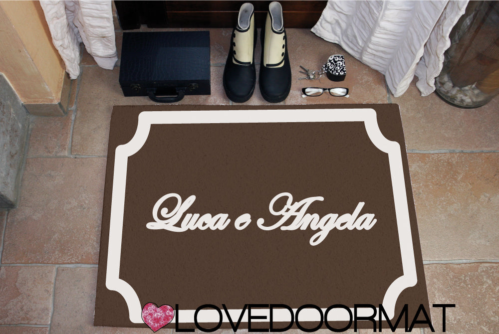 Zerbino Personalizzato – Cornice Class, Tuo Testo – LOVEDOORMAT in Pvc, Fondo in Gomma