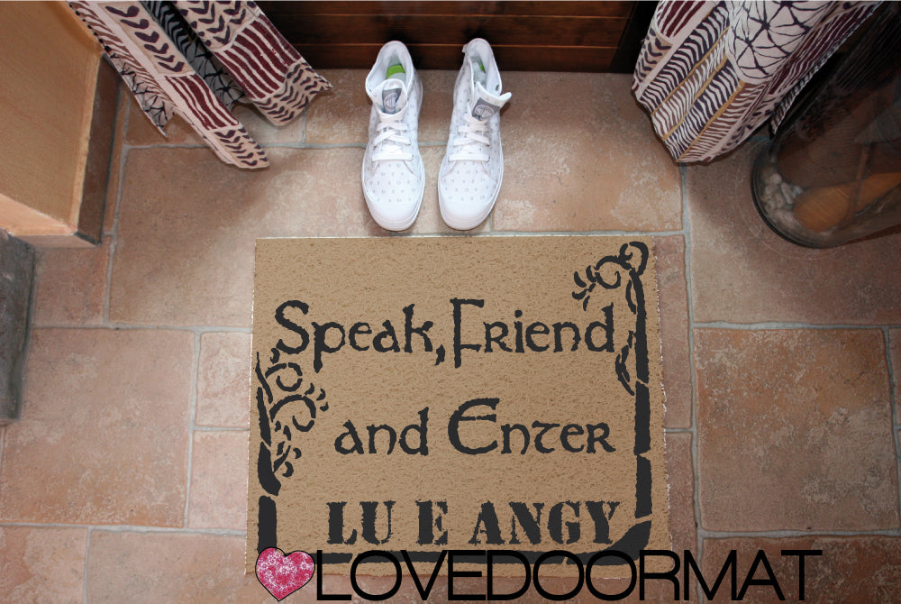 Zerbino Personalizzabile – Speak Friend, and Enter – LOVEDOORMAT in Pvc, Fondo in Gomma, 100% Impermeabile